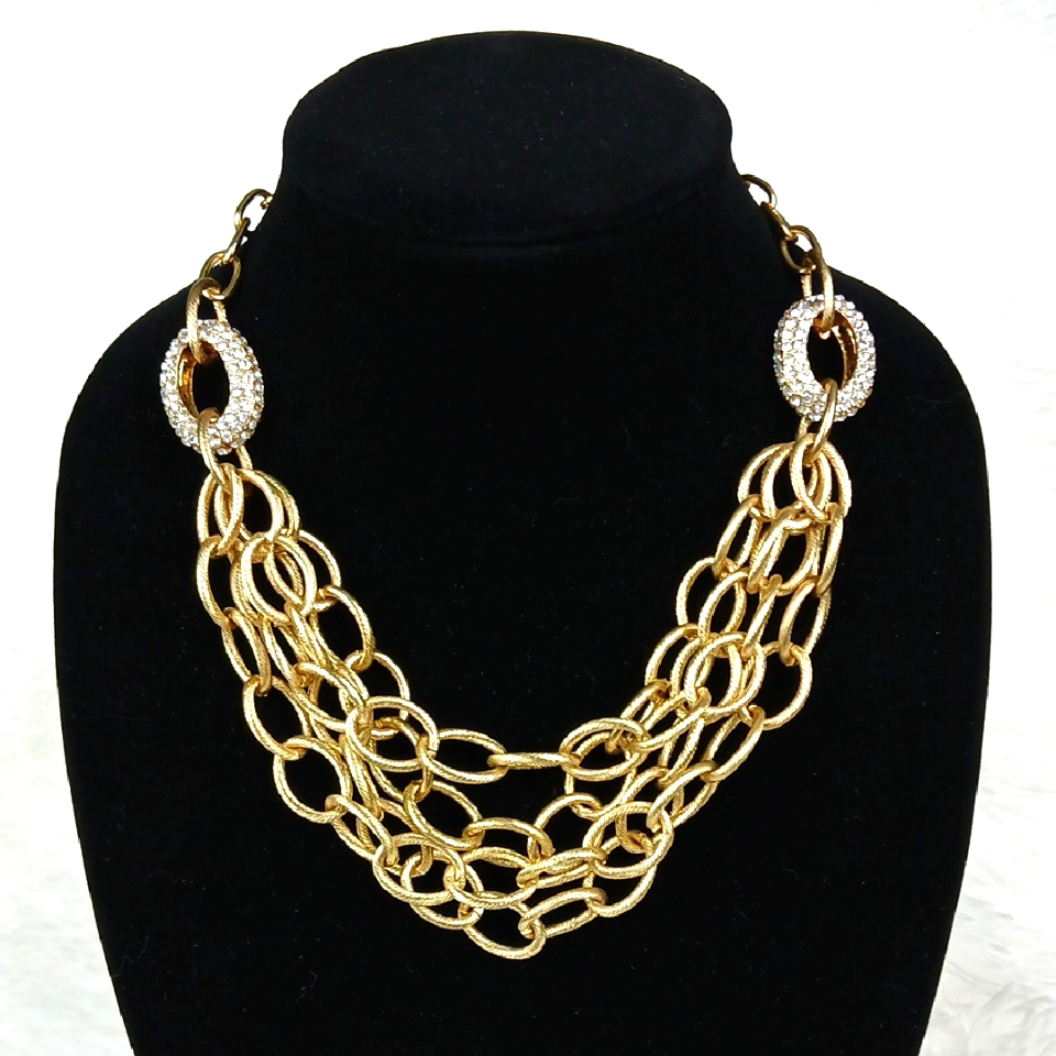M. Haskell Layered Chain-Link & Rhinestone Necklace